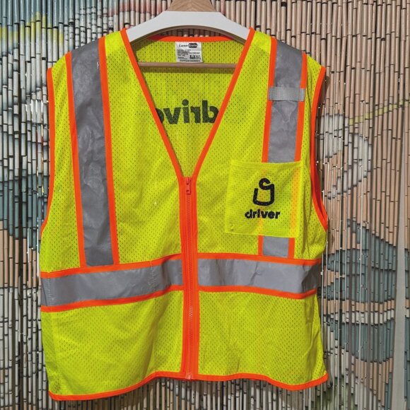 SHIPT DRIVER Reflective Mesh Zip Two-Tone Safety Vest, Yellow/Orange, L/XL - Picture 1 of 16